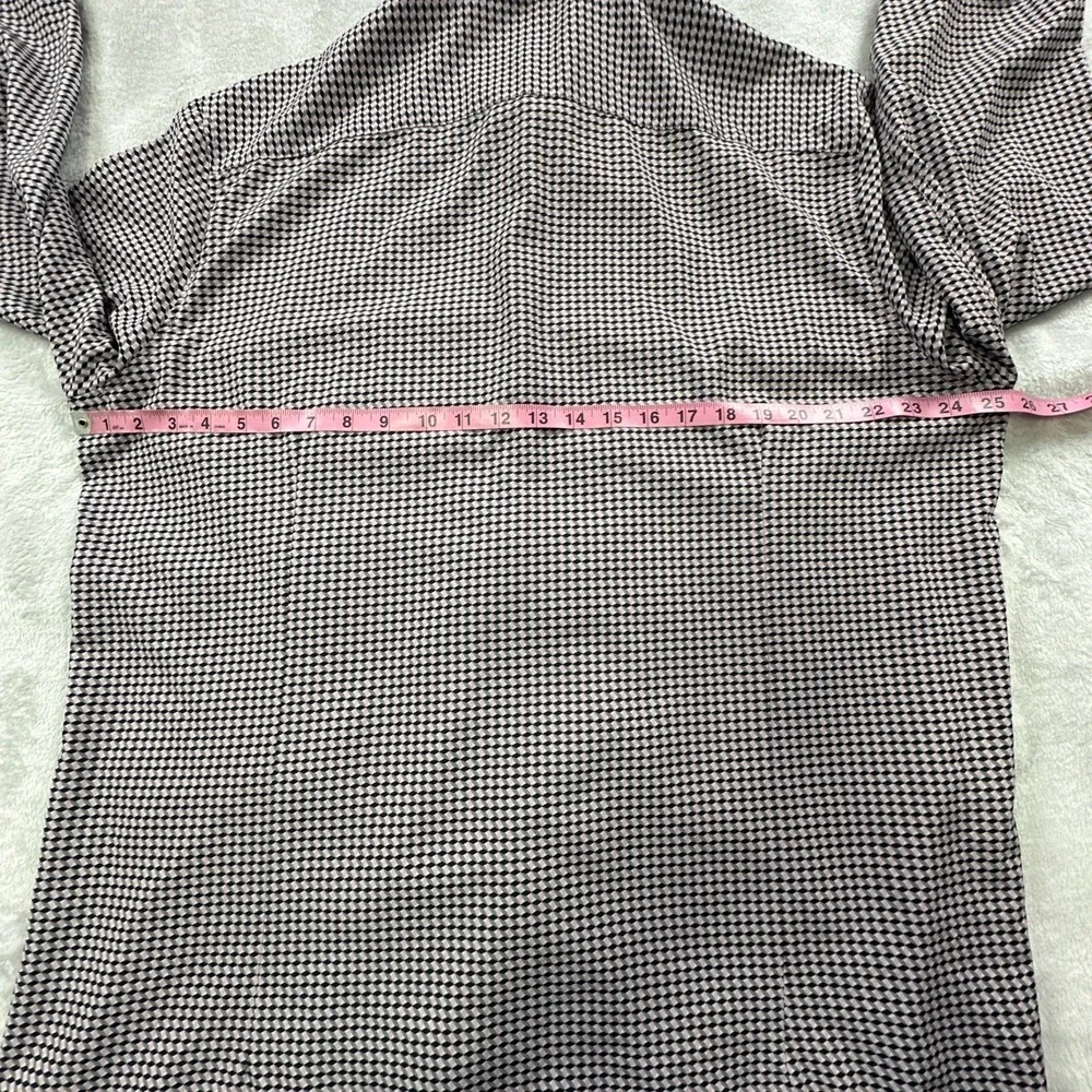 WRK 4‎ Way Stretch Long Sleeve Shirt Mens 18 Pink Black Geometric Print Stretch